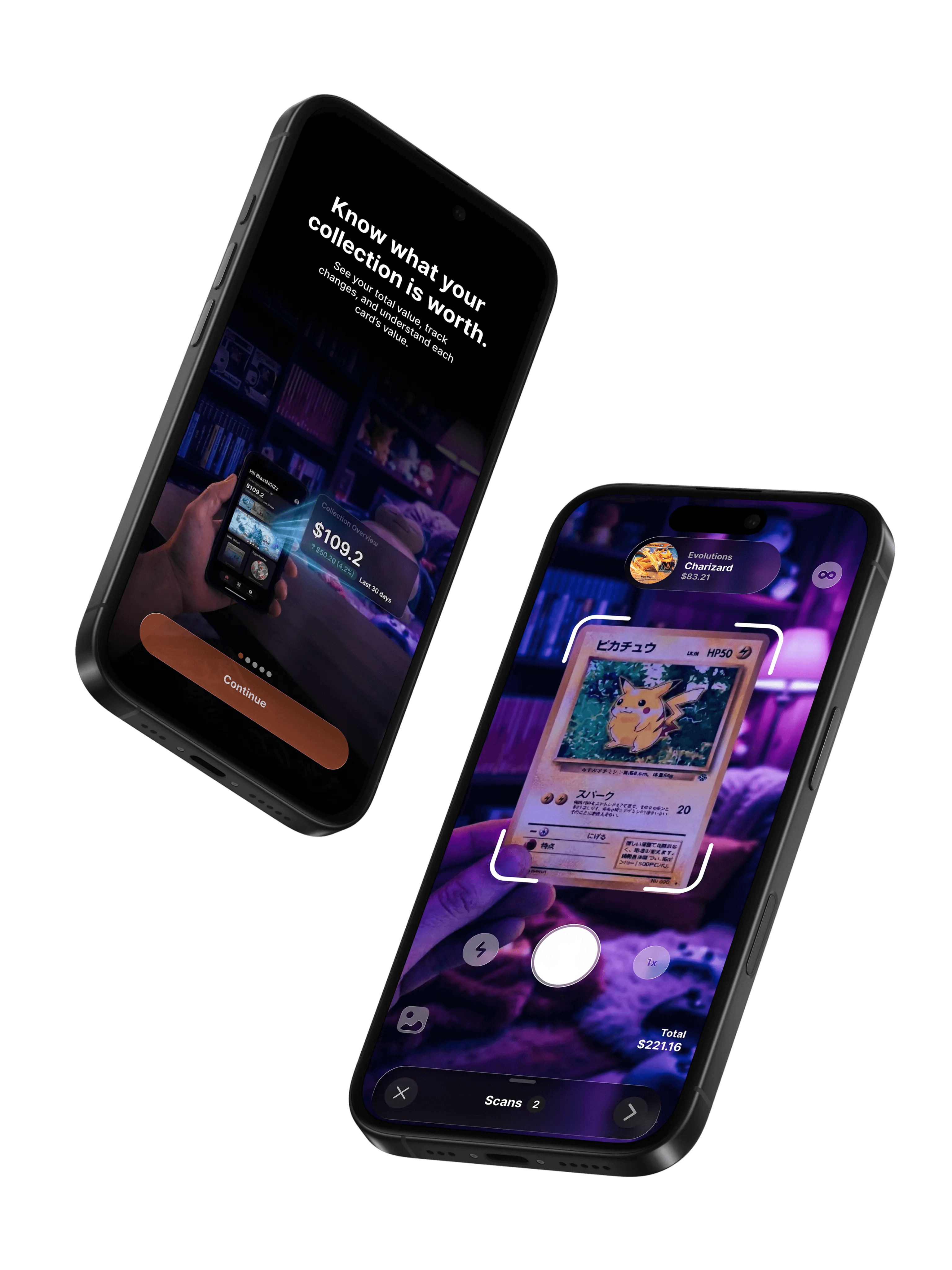 TCG Card Scanner App mockups